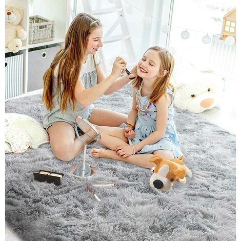 Tapis de Salon Shaggy FREOSEN - 160 x 230cm - Gris - Fibre de Polypropylène Souple - Antidérapante
