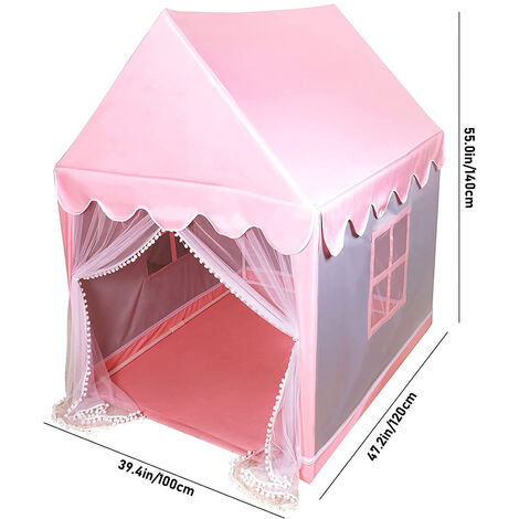 Tente de jeu enfant château pour enfant tipi pop-up portable avec sac de  transport intérieur et extérieur idée cadeau rose et jaune