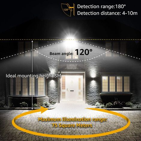 Projecteur LED avec détecteur de mouvement 100W - Blanc chaud - IP65 -  Étanche pour jardin et terrain de sport - Cdiscount Maison