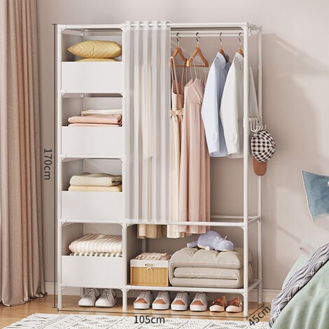 Armoire de Rangement Amovible Penderie dressing vêtement en tissu