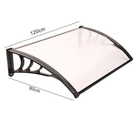 Auvent Marquise de Porte 120x80cm(LxP) Transparent en Polycarbonate Anti UV Design Voûté