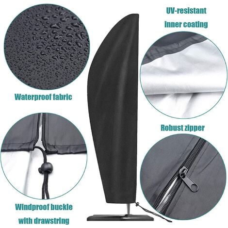 Housse de Protection pour Parasol Jardin Couverture 210D Oxford 265 x 50 x 70 x 40cm avec Perche Télescopique Anti-UV étanche