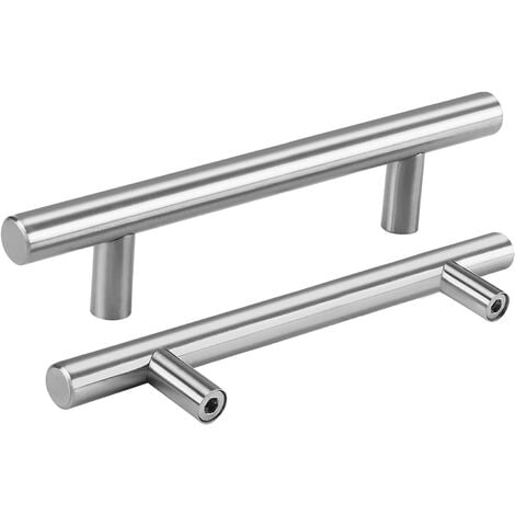 20pcs Poignée Meuble Inoxydable Poignee de Meuble Cuisine Espacement des Trous de 128mm Acier Brossé Poignée en T pour Porte d'armoire