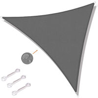 Freosen – Voile d'ombrage triangulaire 5x5m en canevas imperméable – Protection anti-UV pour jardin et terrasse – Installation facile avec kit de fixation