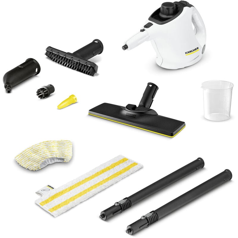 Karcher Balai nettoyeur vapeur SC 1 EasyFix 1200 W Polyvalent avec buse de Sol EasyFix + serpillière microfibres - robinetterie, lavabo, sols, textiles