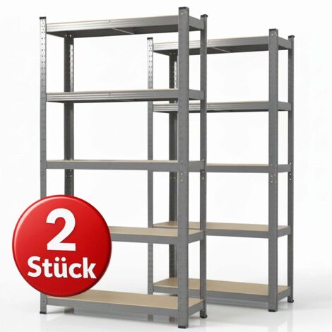 Schwerlastregal Lakota 2er Set Traglast bis 875 kg Grau 150 x 75 x 30 cm