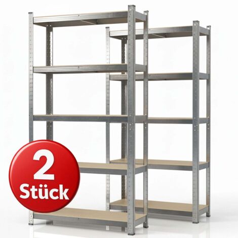 Schwerlastregal Lakota 2er Set Traglast bis 875 kg Verzinkt 150 x 75 x 30 cm