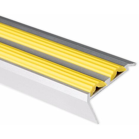 Treppenkantenprofil mit Doppel-Gummieinlage Power Grip Länge: 134 cm Vorgebohrt Gelb