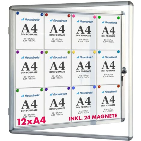 Schaukasten Innen Premium 94 x 98 cm 12 x A4 Mit 24 Magneten