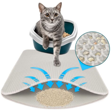 Katzenstreumatte Charly Doppelschichtiges Waben-Design Abwaschbar 61 x 38 cm Grau