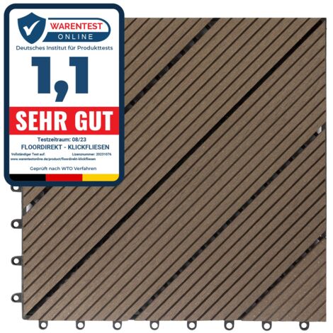 WPC-Terrassenfliese Classic Dunkelbraun 30 x 30 cm 11 Stück