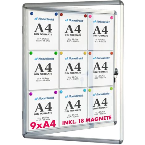 Schaukasten Innen Premium 70 x 97 cm 9 x A4 Mit 18 Magneten