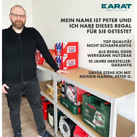 Schwerlastregal Grizzly Weiß Höhe: 180 cm Breite: 90 cm Tiefe: 45 cm