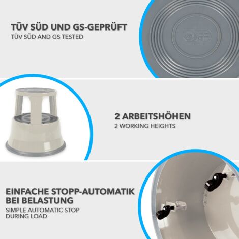 Rollhocker Elefantenfu Stahl T1 Lichtgrau