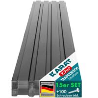 Trapezblech Wand- & Dachverkleidung Profilblech Dunkelgrau 15 Stück 115 x 45 cm