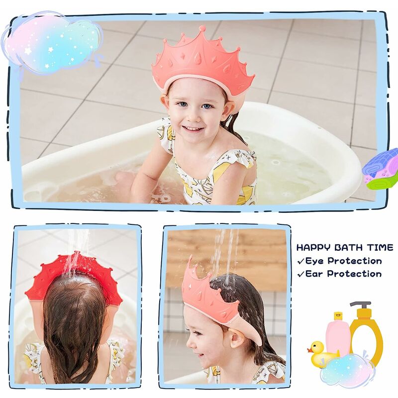 Bonnet de douche pour enfants, ajustable, pour bébé, étanche, en Silicone,  Protection des yeux