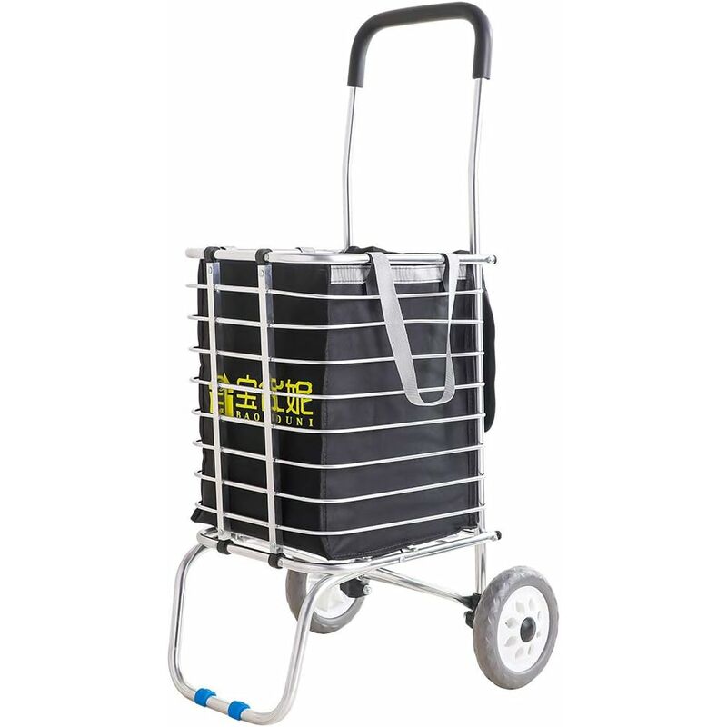 Caddie pliant 35 L / 35 Kg à roulettes Chariot de courses pliable avec 2  roues et sac amovible pour courses marché bureau - Costway