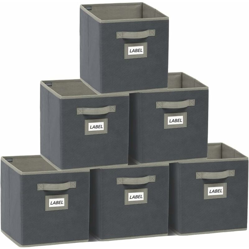 Cube de Rangement Lot de 6 Tiroirs en Tissu, Boite Rangement 28x28x28cm  Pliables, Paniers et Boîtes de rangement, Caisse pour Linge, Jouets,  Vêtement Le Noir