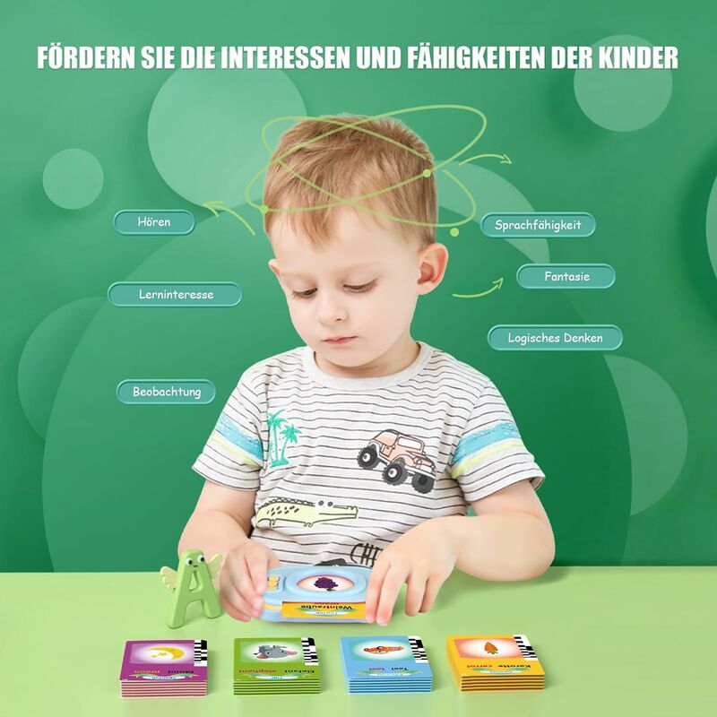 BOOWEN Cartes Flash parlantes pour Tout-Petits 112 Feuilles de 224 Mots  Jouet éducatif d'apprentissage Audio Jeux Interactifs Cadeau pour Enfants  De 2