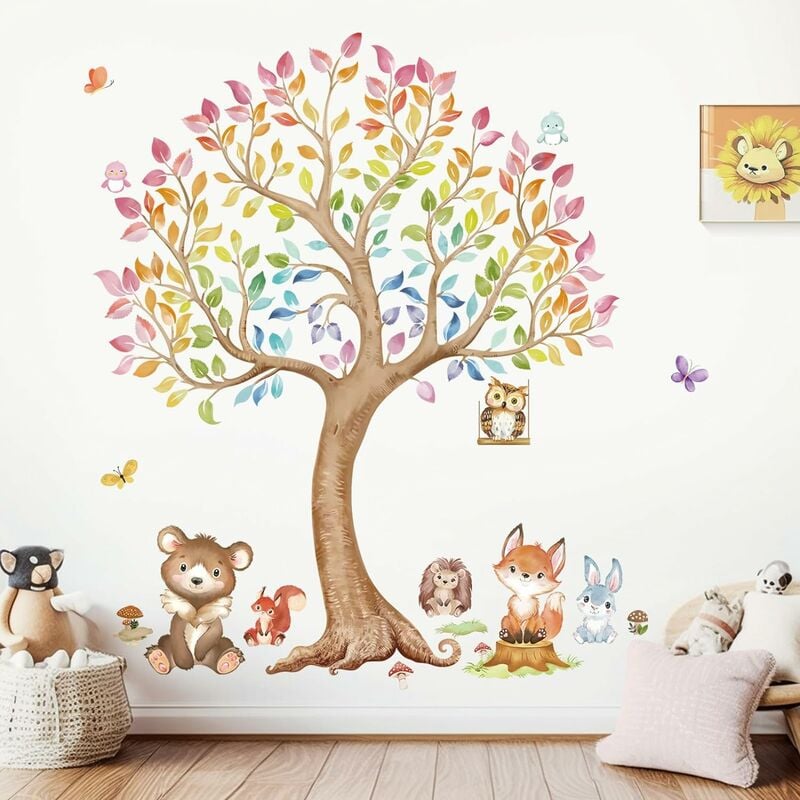 Sticker décoration murale forêt arbre bouleau. Kit adhésif déco arbre