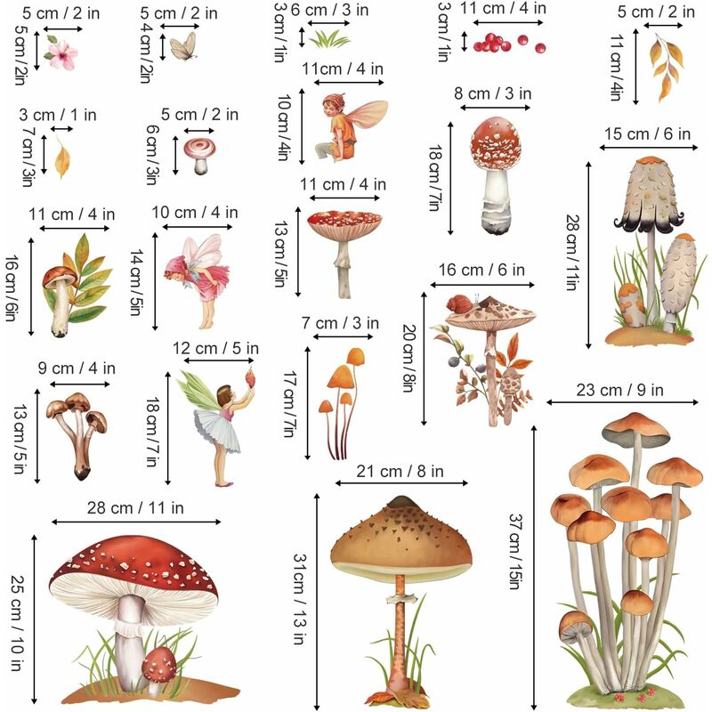 Champignons et fées stickers muraux chambre d'enfant stickers muraux  chambre de bébé