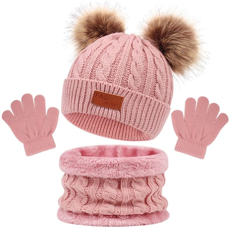 Ensemble de gants en tricot d'hiver, bonnet, écharpe, bonnet pour