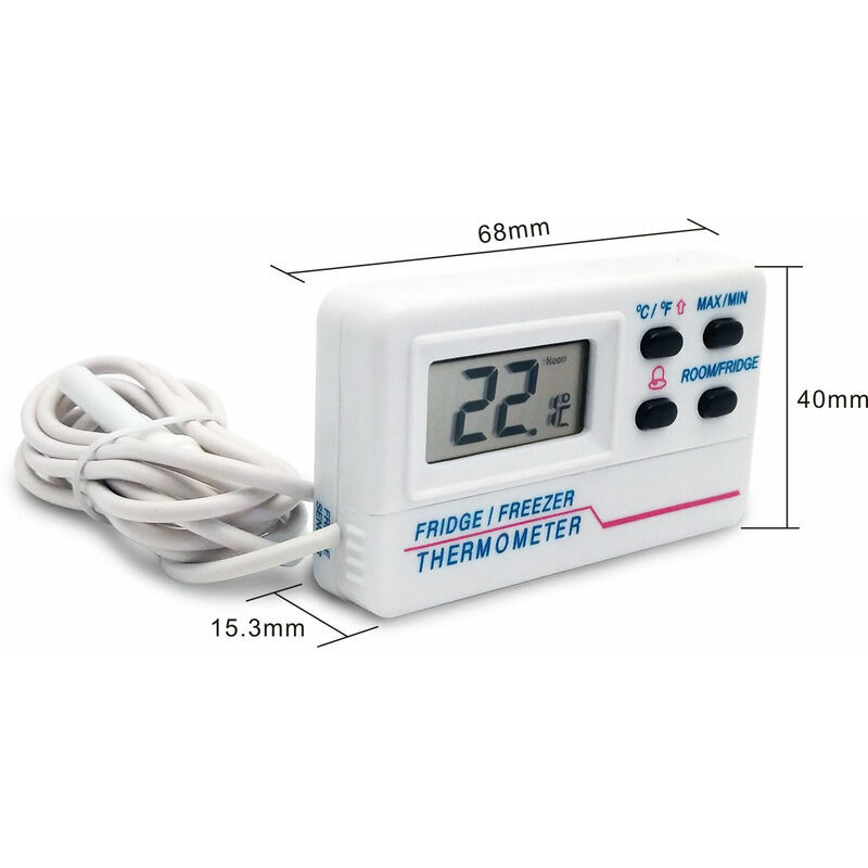 Thermomètre de réfrigérateur AMIR sans fil pour intérieur et extérieur,  capteur de température avec alarme sonore, jauge de température pour