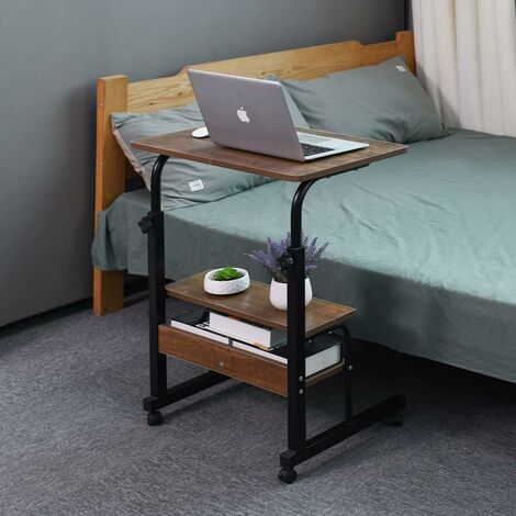 Table de lit mobile à roulettes avec double plateaux - Tables de