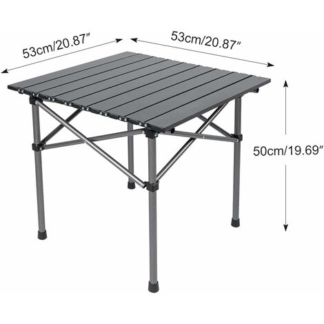 Table de camping 28 x 28, table de pique-nique pliante carrée en  aluminium portable 