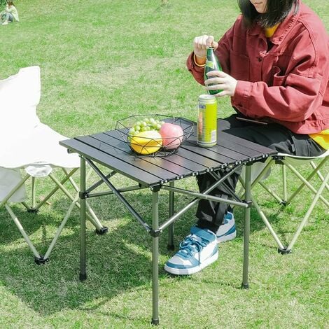 Table de camping pliante et ensemble de 4 chaises, table de pique-nique  portable en aluminium, table pliante légère avec sac de transport, tables