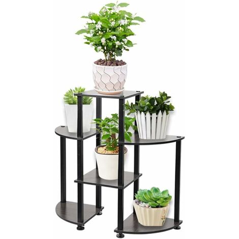 Support de plante en métal en bois à 6 couches, intérieur et extérieur,  étagère à | bol