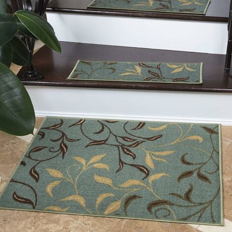 Tapis décoratif collection dos en caoutchouc motif feuilles style  contemporain,Tapis d'entrée - 67cm x 90cm