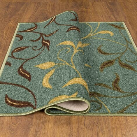 Tapis décoratif collection dos en caoutchouc motif feuilles style  contemporain,Tapis d'entrée - 67cm x 90cm