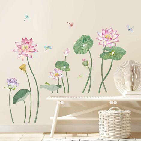 wondever Stickers Muraux Fleur de Vigne Floral Autocollants Muraux Mural  Stickers Fleurs Rose Aquarelle pour Enfants Chambre Salon Mur TV :  : Bricolage