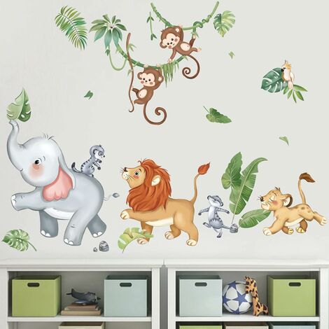 Stickers muraux animaux de la jungle pour enfants, grand papier