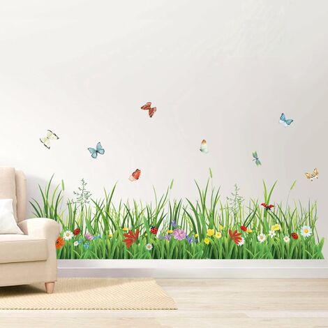 Plante Fleurs Papillon Sticker Mural Toilette Autocollant Stickers Muraux #