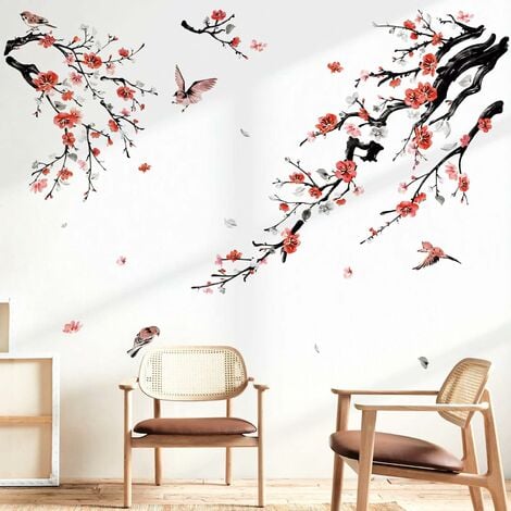 Stickers Muraux fleur cerisier et oiseau sur la branche stickers