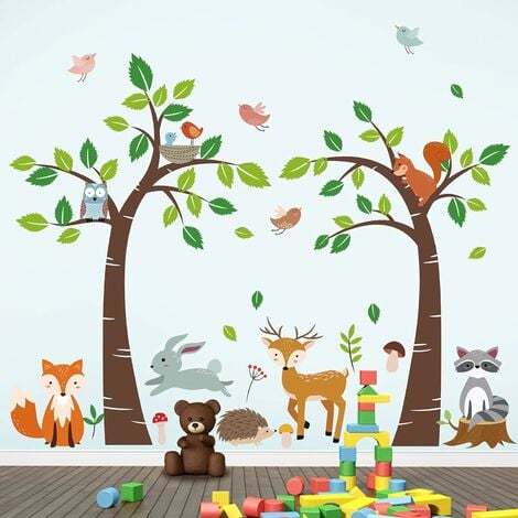 Lot de 4 stickers Animaux de la Forêt - Décoration chambre enfant