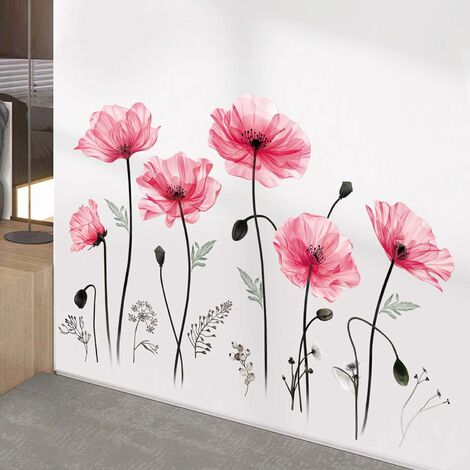 Stickers Muraux Coquelicots Rouge Autocollant Sticker Mural Fleur