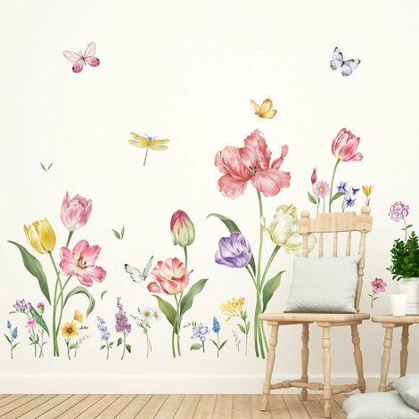 Stickers Muraux Fleur de Jardin Autocollant Mural Floral Été