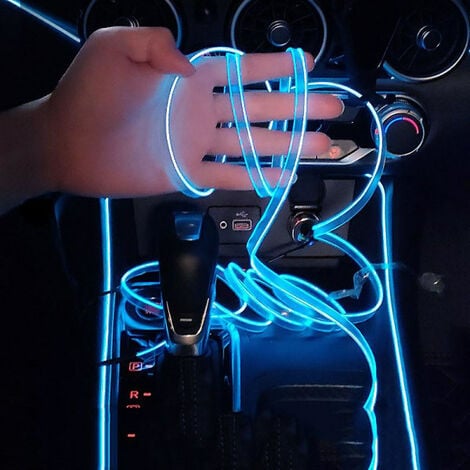 El Wire Bande Lumineuse pour intérieur de Voiture, 3 m de Fil néon USB 5 V