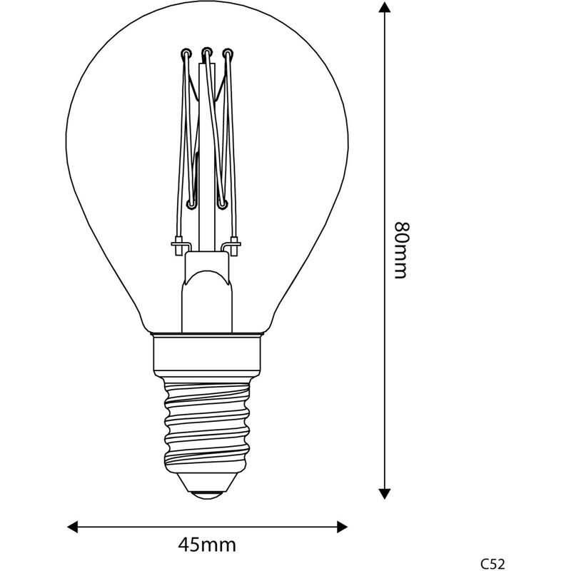 Bombilla LED Dorada Carbón Line Filamento Curvado con Espiral Candela C35  2,5W 136Lm E14 1800K Regulable - C01