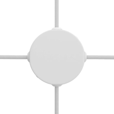 Kit Mini rosetón cilíndrico de metal con 4 agujeros laterales (caja de conexiones) | Blanco mate