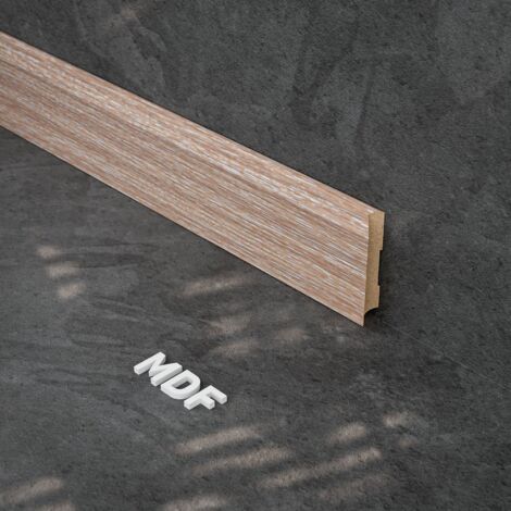 Plinthe MDF 2 m - Chêne Cérusé - Lot de 5 - 80 x 14 mm (1/3)