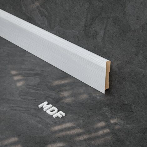 Plinthe MDF 2 m - Pin blanc - Lot de 5 - 80 x 14 mm