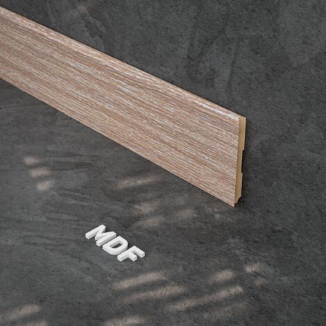 Plinthe MDF 2 m - Chêne Cérusé - Lot de 5 - 100 x 10 mm