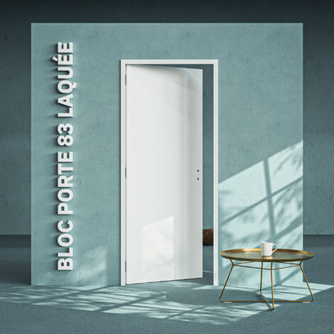Bloc-Porte Blanc Laqué Plane H. 204 x l. 83 cm - Poussant Gauche