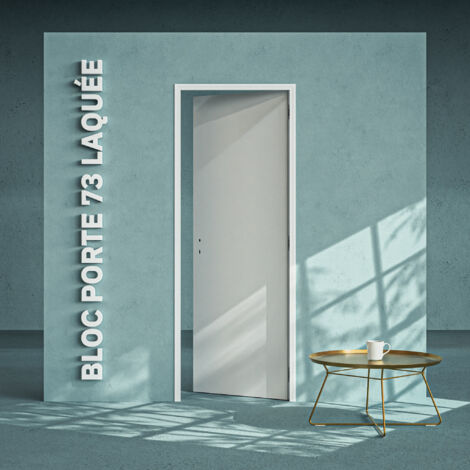 Bloc-Porte Blanc Laqué Plane H. 204 x l. 73 cm - Poussant Droit