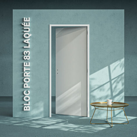 Bloc-Porte Blanc Laqué Plane H. 204 x l. 83 cm - Poussant Droit