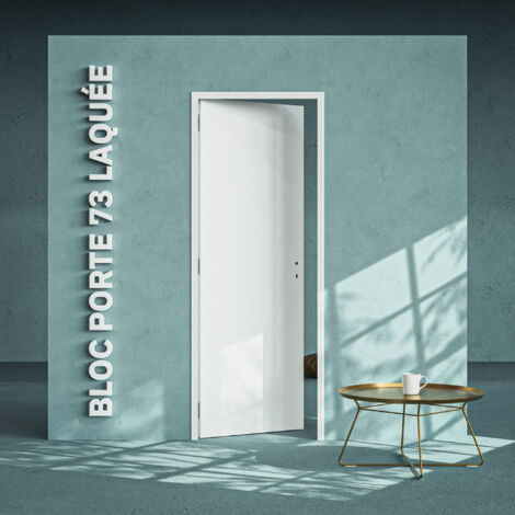 Bloc-Porte Blanc Laqué Plane H. 204 x l. 73 cm - Poussant Gauche
